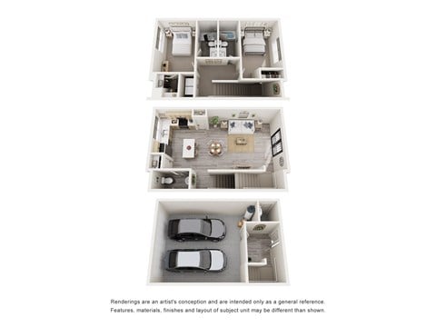 Floor plan for 2 beds, 2.5 baths, 1508 sqft